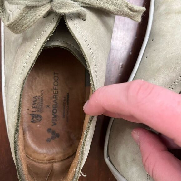 VivoBarefoot Addis Mens Gray Sneakers 11.5 45M Leather Trainer Low Top Lace Up - Picture 4 of 6